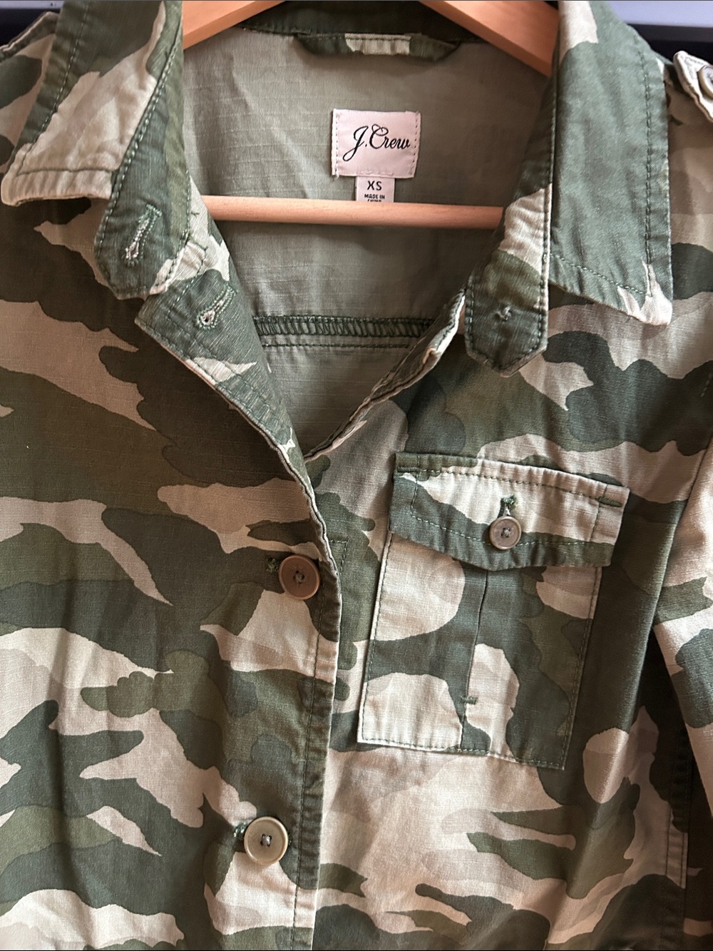 J. Crew Green & Cream Camo Utility Jacket